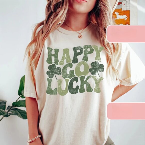 Tops - Happy Go Lucky Shirt, Cute Lucky Shirt, St Patricks Day Tee